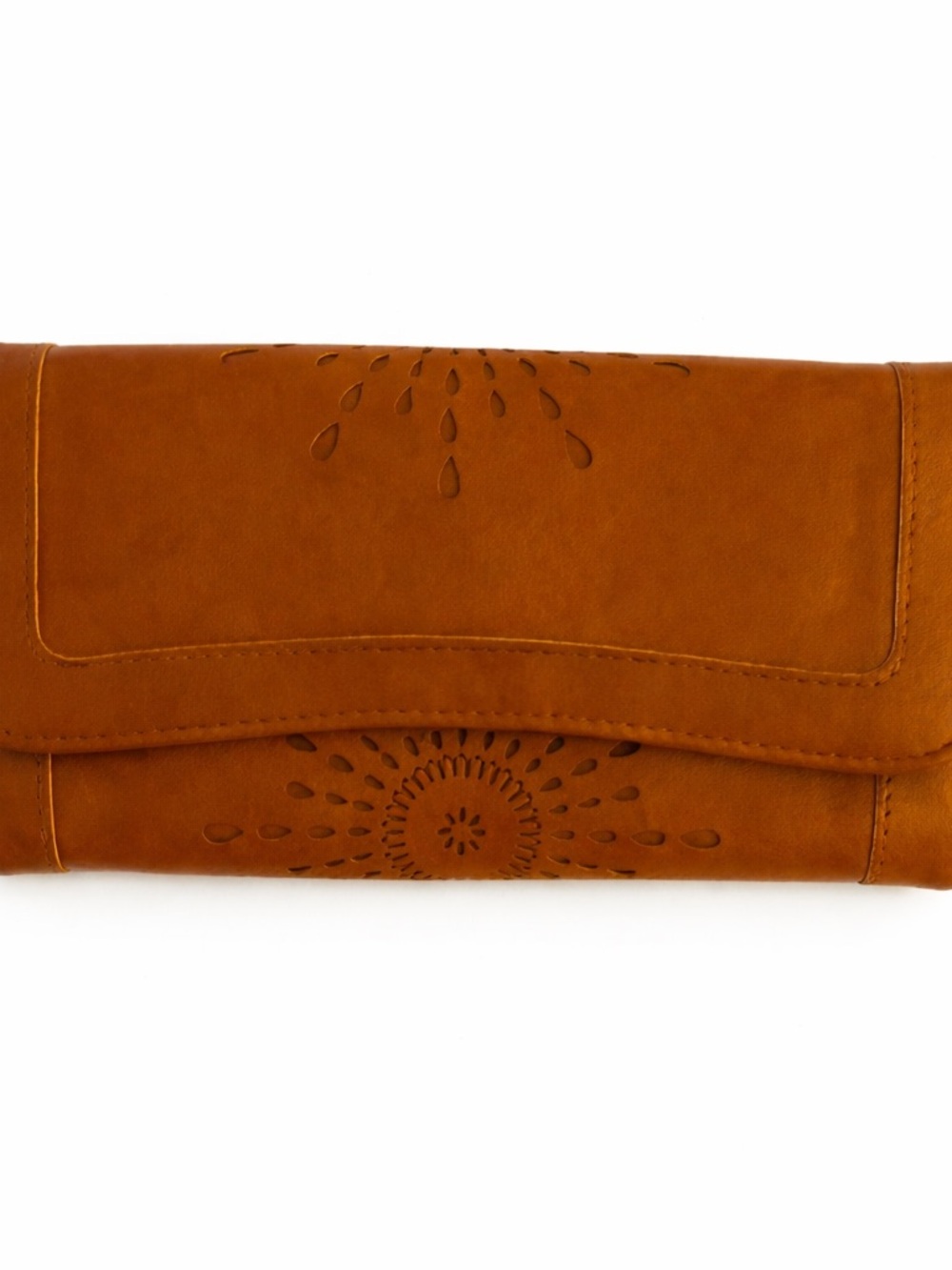 OURBAG Faux Leather Sunflower Trifold Wallet Boho Clutch Brown Cutout Design - Picture 2 of 12